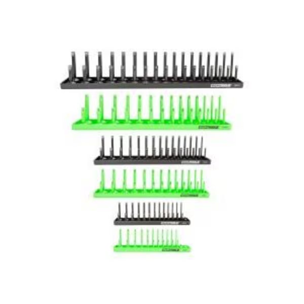 6 Piece SAE and Metric Socket Tray Set (Black and Green), Oemtools, Mfr#: 22233